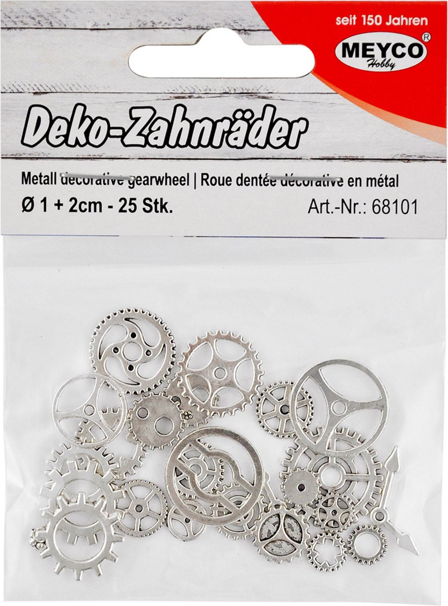 Metalen decoratieve tandwielen 25 stuks Zilver afmeting: 0,5 cm, 1,0 cm, 1,2 cm, 1,5 cm, 1,8 cm