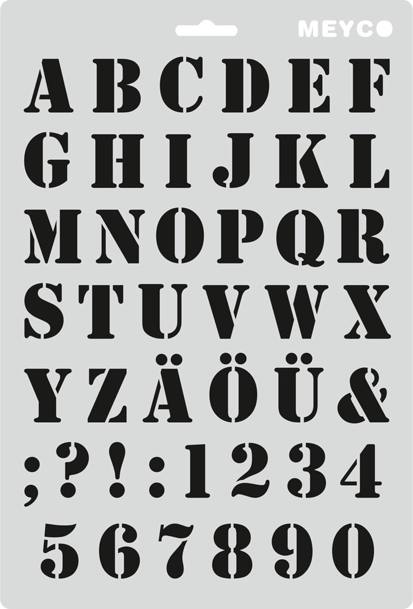 Sjabloon Alfabet met letterhoogte van 27 mm