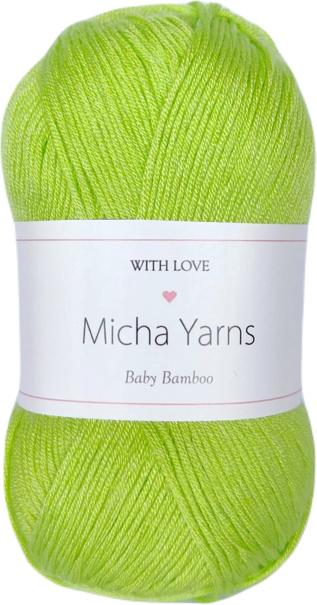 5 bollen - 70% bamboe 30% katoen haakgaren - 5 x 50gram - 185meter - Appel Groen (011) - Micha Yarns