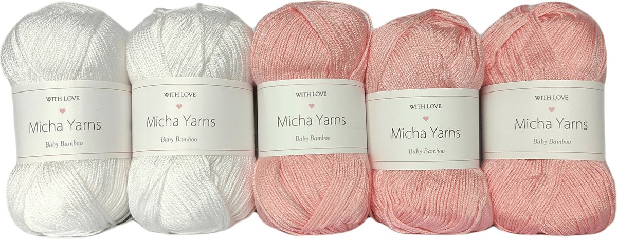 Bollen Bundel - 70% bamboe 30% katoen haakgaren - 5 bollen pakket - 5 x 50gram - Baby Girl (009) - Baby Bamboo - Micha Yarns