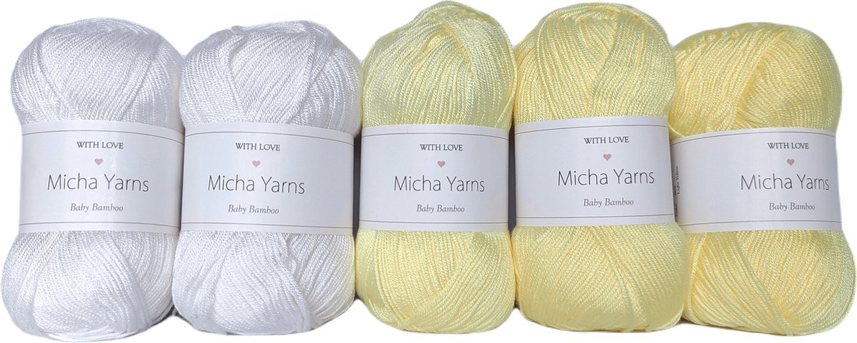 Bollen Bundel - 70% bamboe 30% katoen haakgaren - 5 bollen pakket - 5 x 50gram - Baby Yellow (011) - Baby Bamboo - Micha Yarns