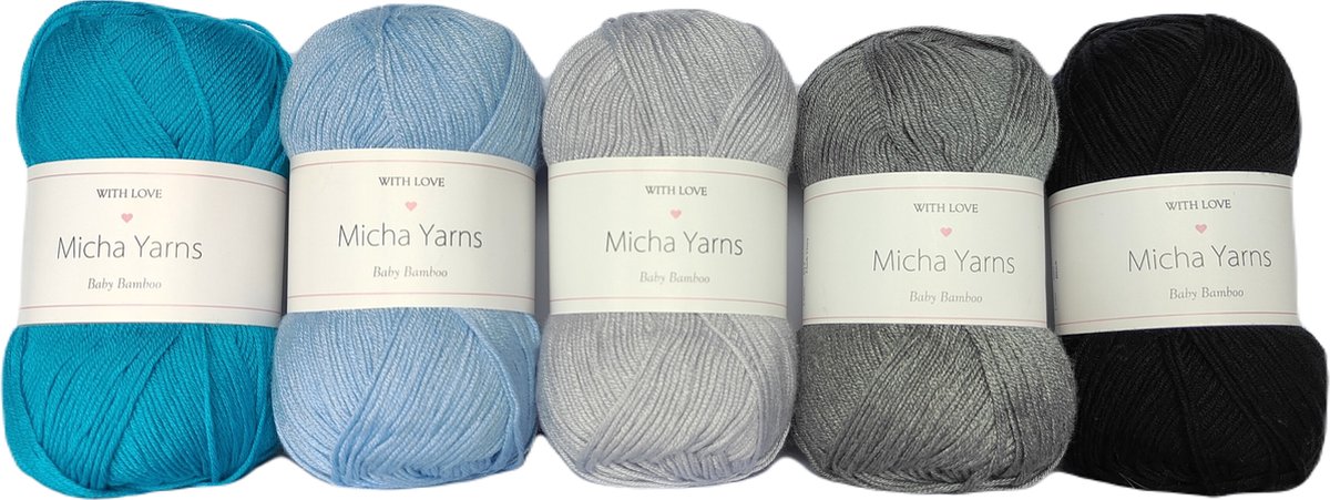 Bollen Bundel - 70% bamboe 30% katoen haakgaren - 5 bollen pakket - 5 x 50gram - Deep Blue (008) - Baby Bamboo - Micha Yarns