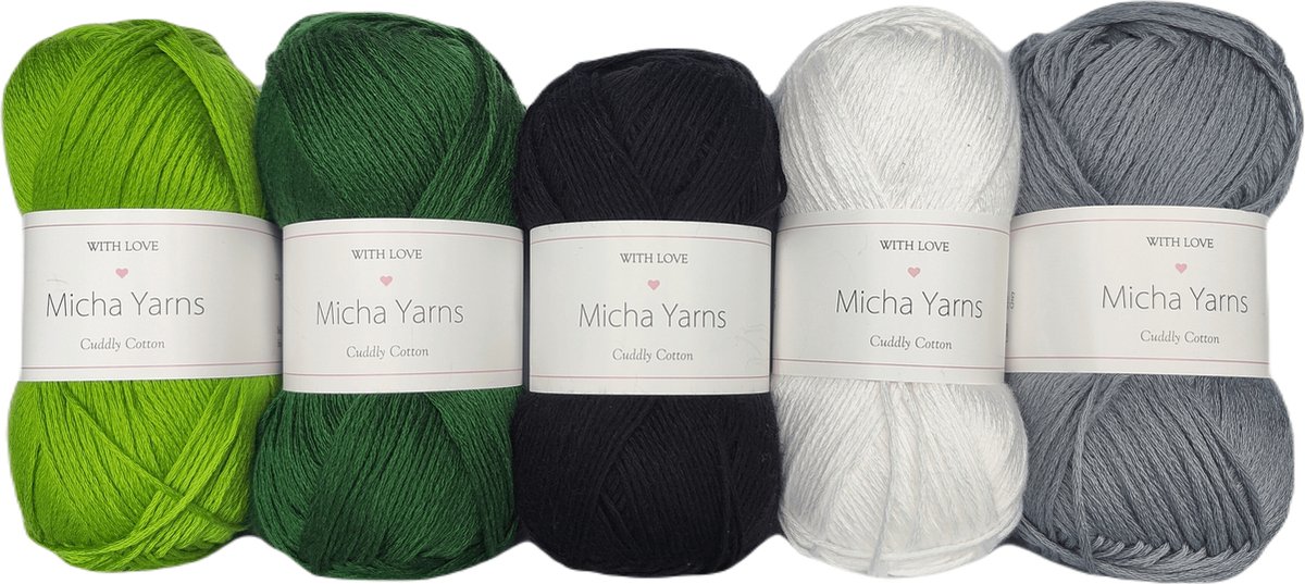 Bollen Bundel - 80% katoen 20% acryl breiwol - 5 bollen haakgaren – 5 x 100gram - Emerald (008) – Cuddly Cotton - Micha Yarns