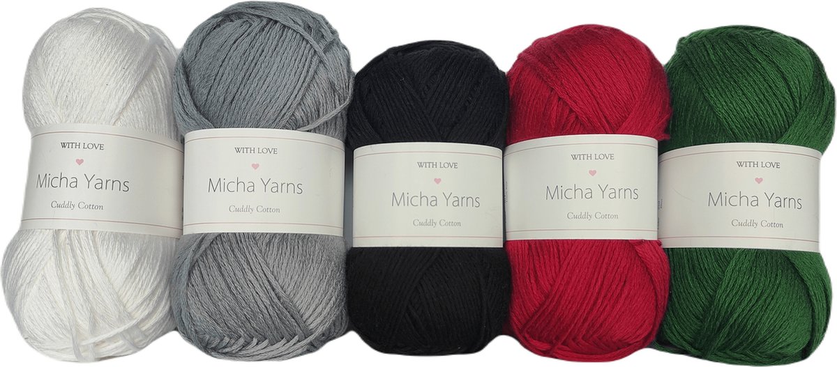 Bollen Bundel - 80% katoen 20% acryl breiwol - 5 bollen haakgaren – 5 x 100gram - Forest (013) – Cuddly Cotton - Micha Yarns