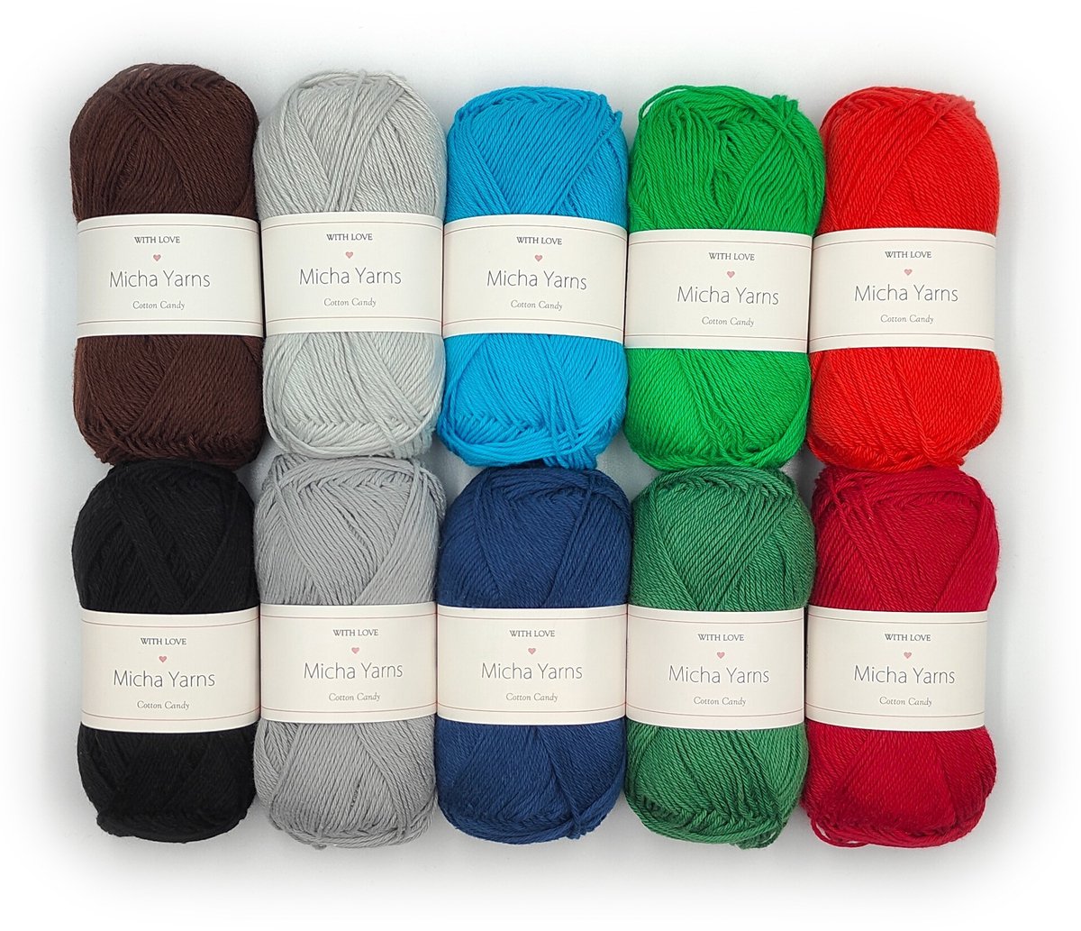 Micha Yarns - 10 bollen haakkatoen pakket - 100% katoen haakgaren - 10 x 50gram - Cotton Candy - Dark Palette (007)