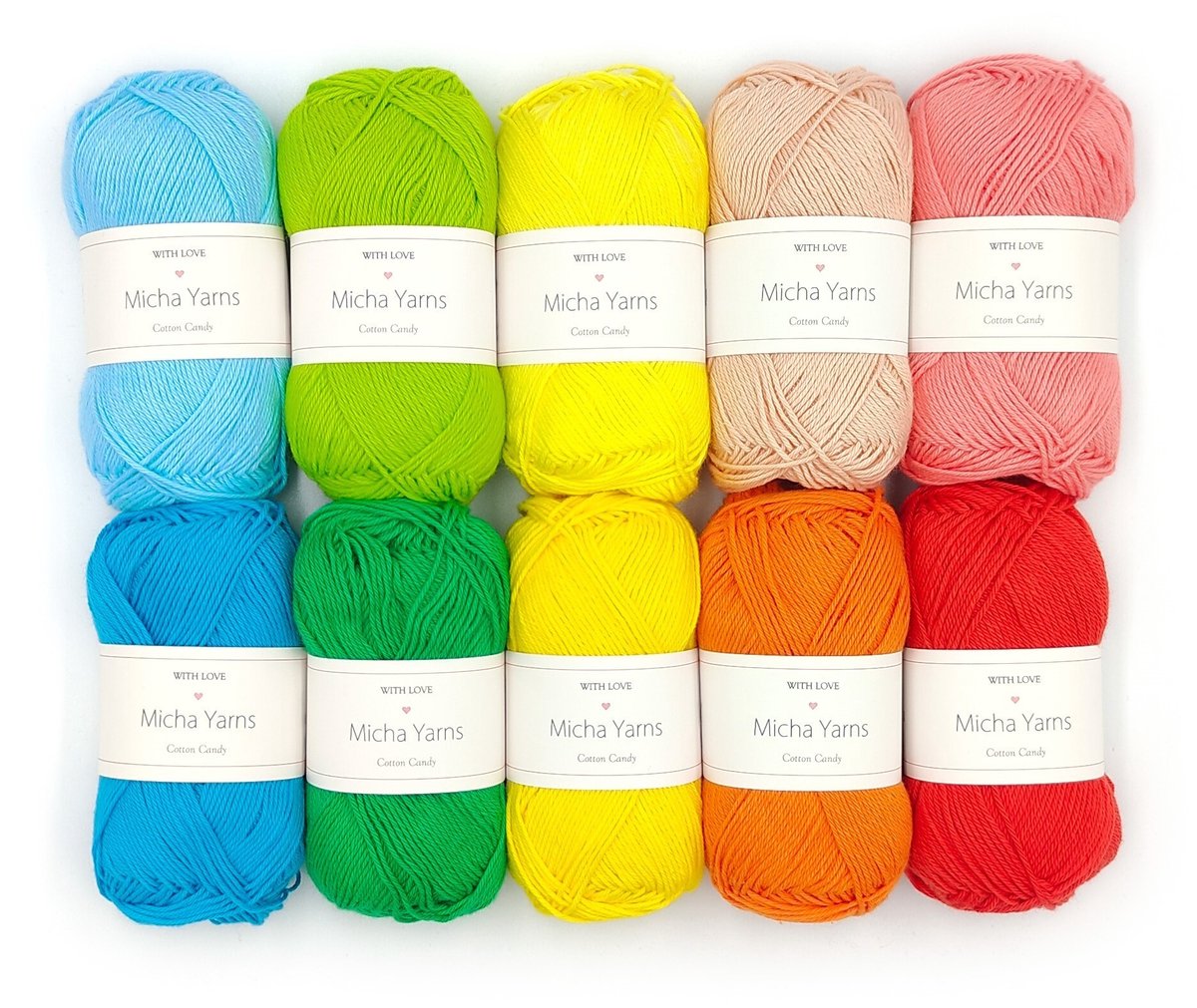 Micha Yarns - 10 bollen haakkatoen pakket - 100% katoen haakgaren - 10 x 50gram - Cotton Candy - Disco World (003)