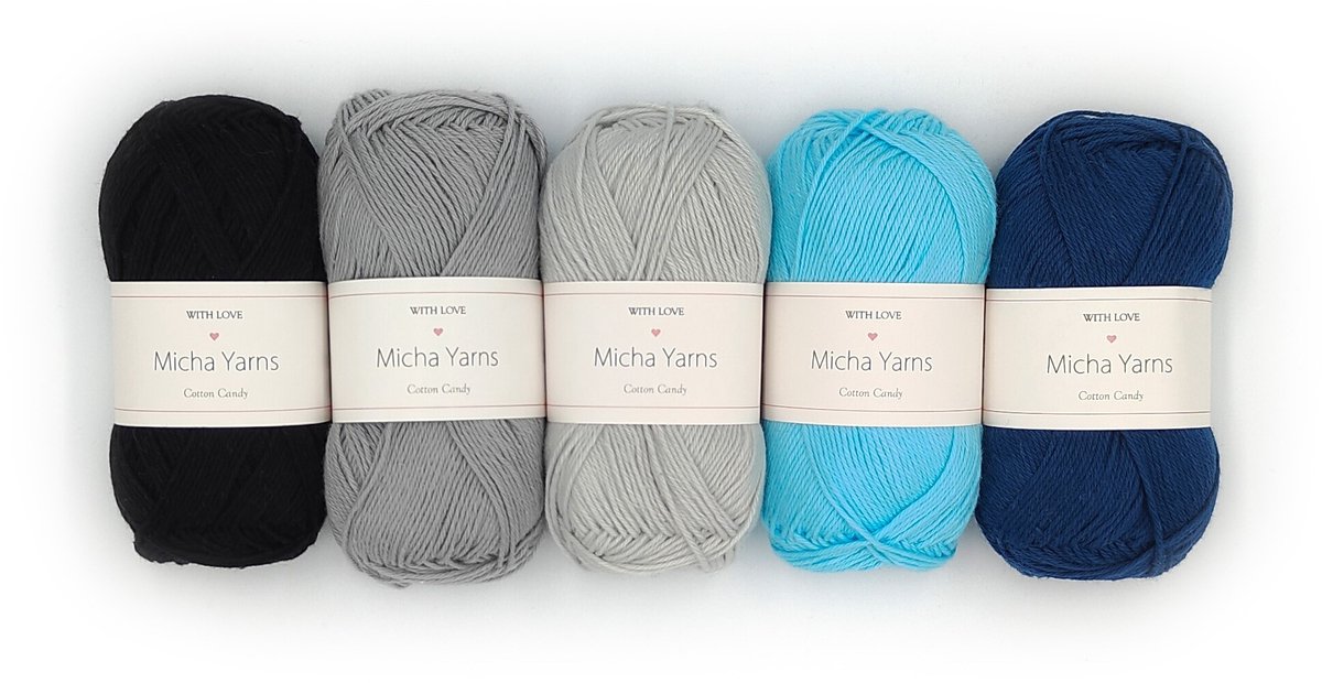 Micha Yarns - 5 bollen haakkatoen pakket - 100% katoen haakgaren - 5 x 50gram - Cotton Candy - Ocean (008)