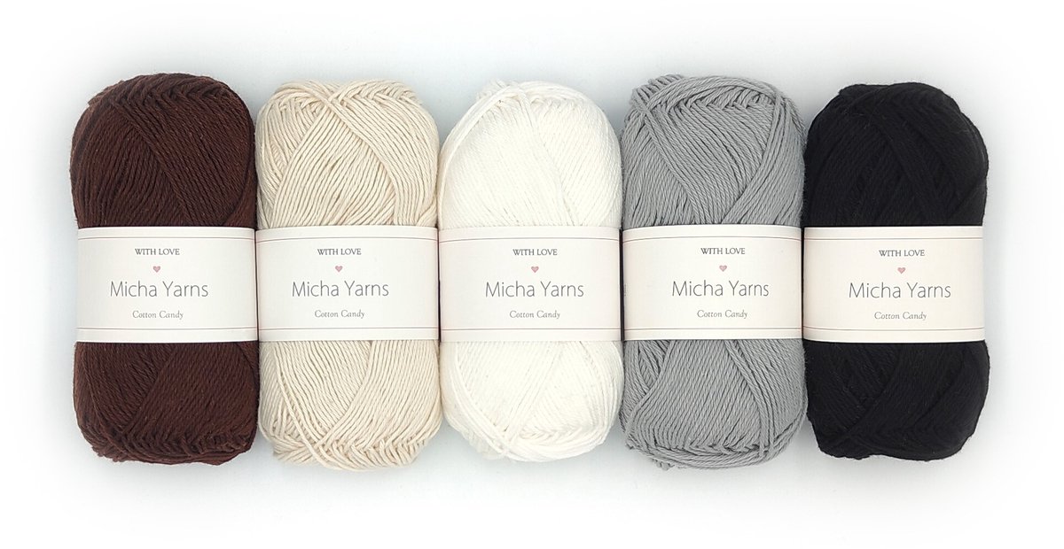 Micha Yarns - 5 bollen haakkatoen pakket - 100% katoen haakgaren - 5 x 50gram - Cotton Candy - Vintage (001)