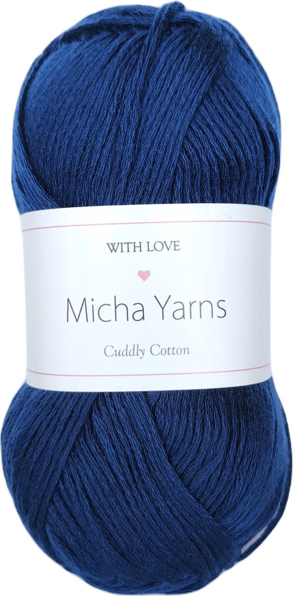 Micha Yarns - 80% katoen 20% acryl breiwol - 5 bollen - 5 x 100gram - 200 meter per bol - Donker Blauw (015)