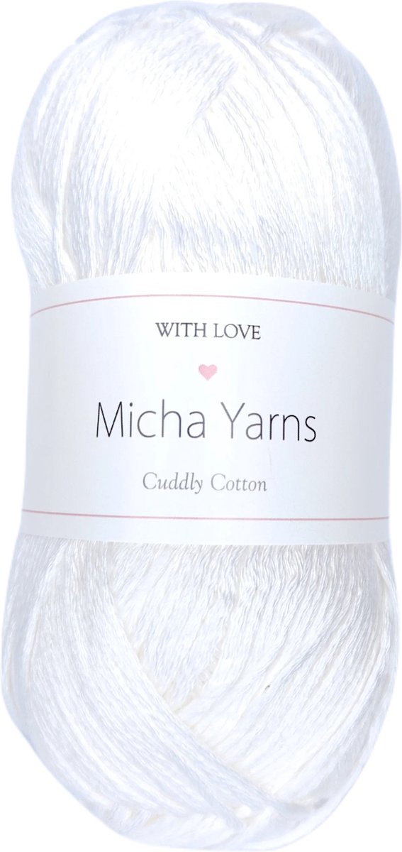 Micha Yarns - 80% katoen 20% acryl breiwol - 5 bollen - 5 x 100gram - 200 meter per bol - Wit (001)