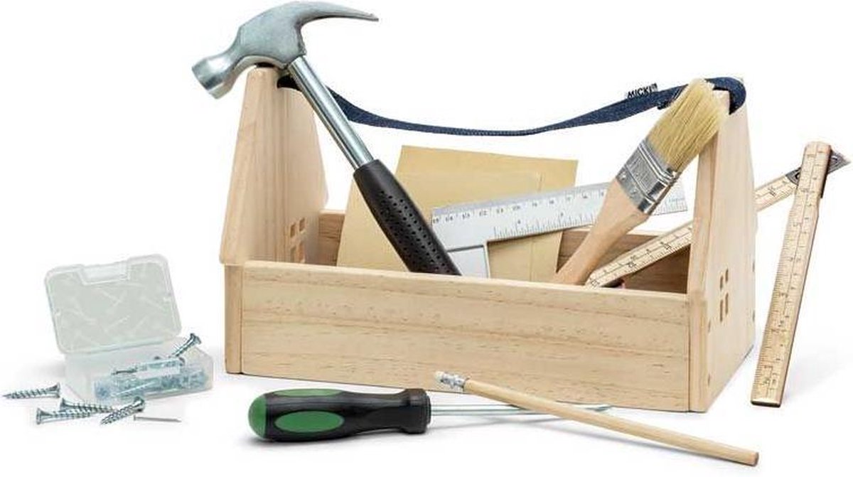 Houten gereedschapskist met gereedschap