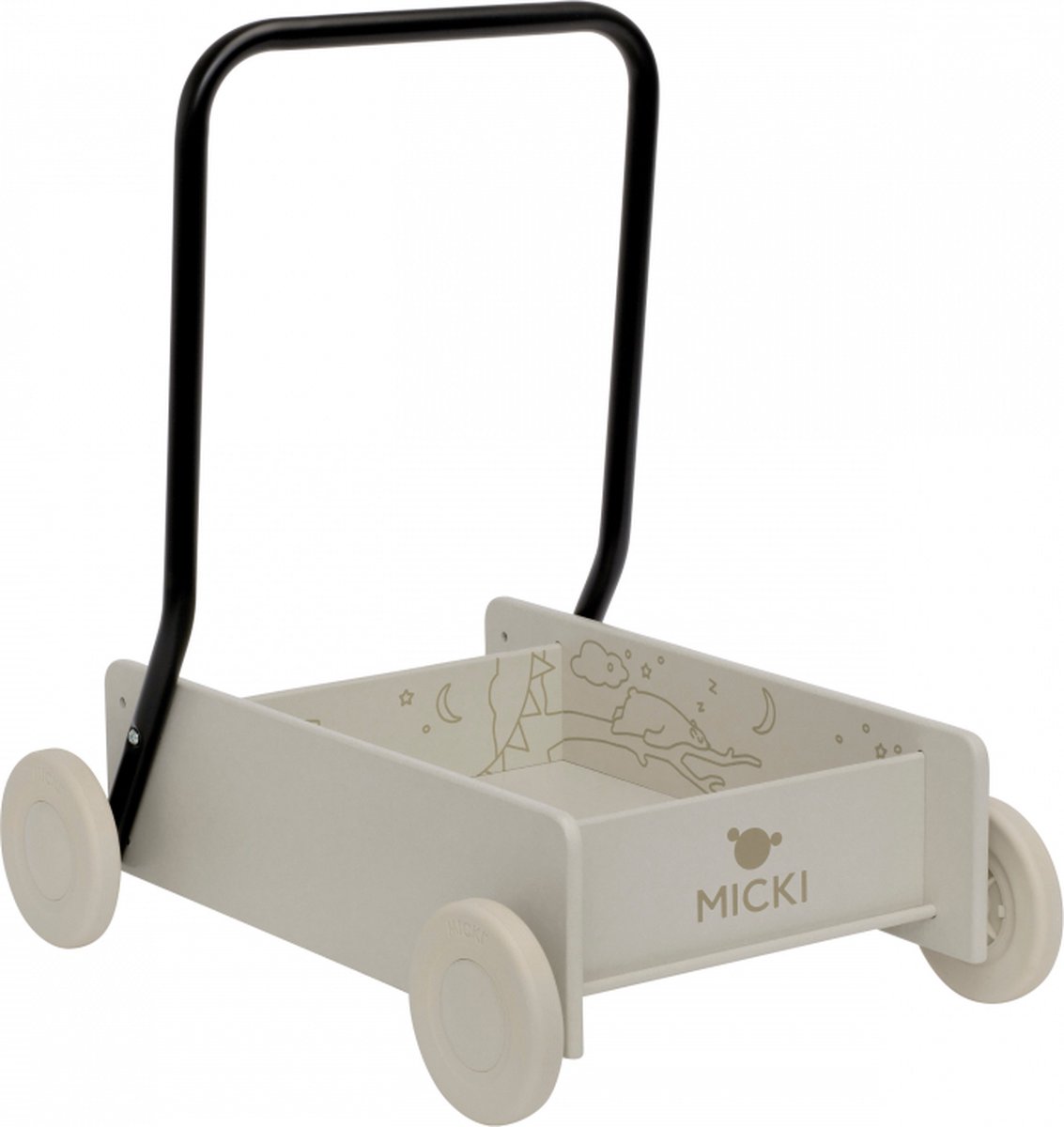 Micki Houten loopwagen (blank/beige).