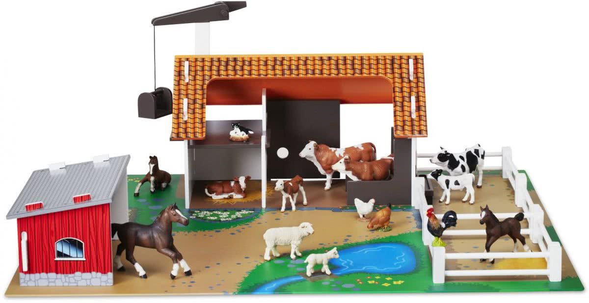 Micki Houten speelgoed Landbouw Houten boerderij met speelfiguren