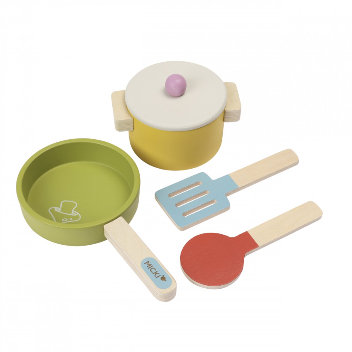 Micki houten kookset speelgoed - kleurrijke keukenset voor kinderen.