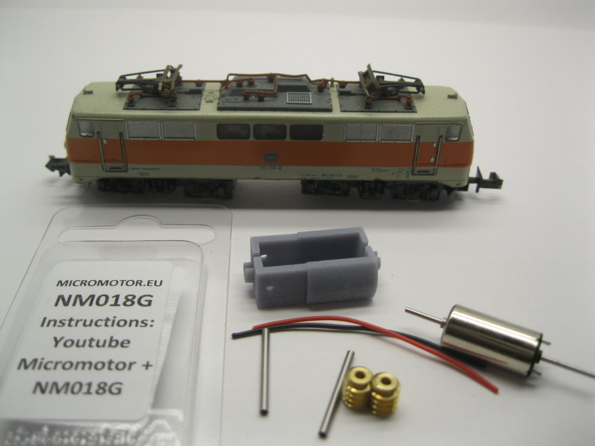 micromotor NM018G N ombouwset voor minitrix DB E10, BR 110, E40, BR 140, u.a.