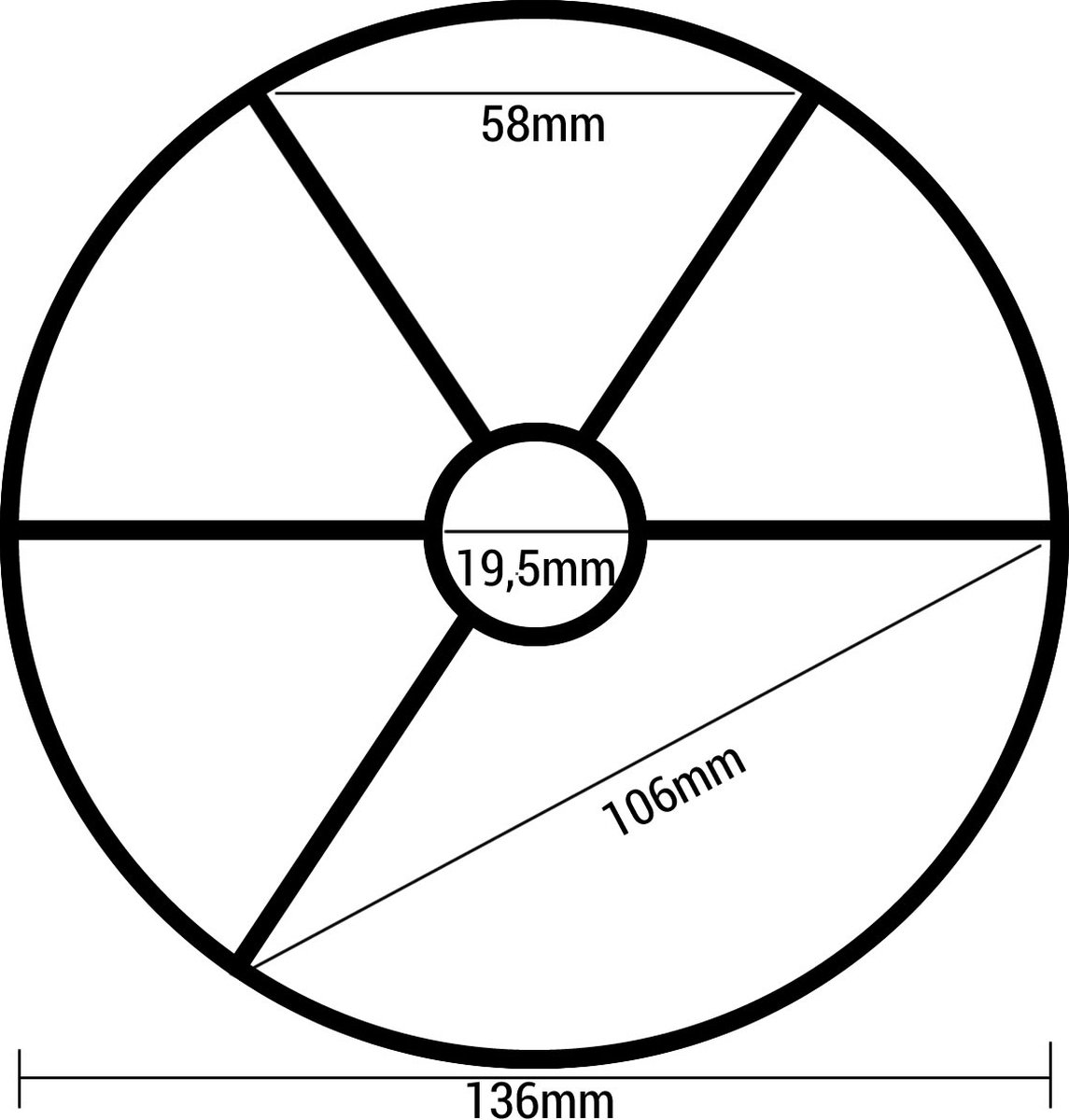 Rubberen ring 6-wegkraan Midas Ø136mm