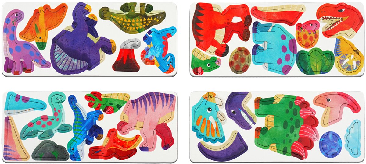 MierEdu MAGNETISCHE PUZZELDOOS reis: DINOSAURUSLAND 9x3,3x20,3cm, bevat 2 scènes en meer dan 30 magnetische puzzelstukken, in metalen doosje, 3+