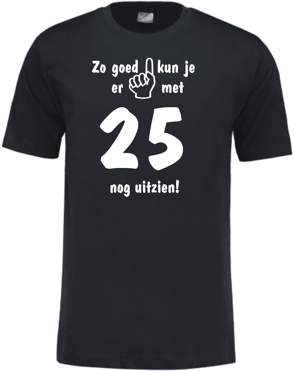   - Leeftijd T-shirt - Zo goed kun je er uitzien 25 jaar - Unisex - Zwart (maat 3XL)