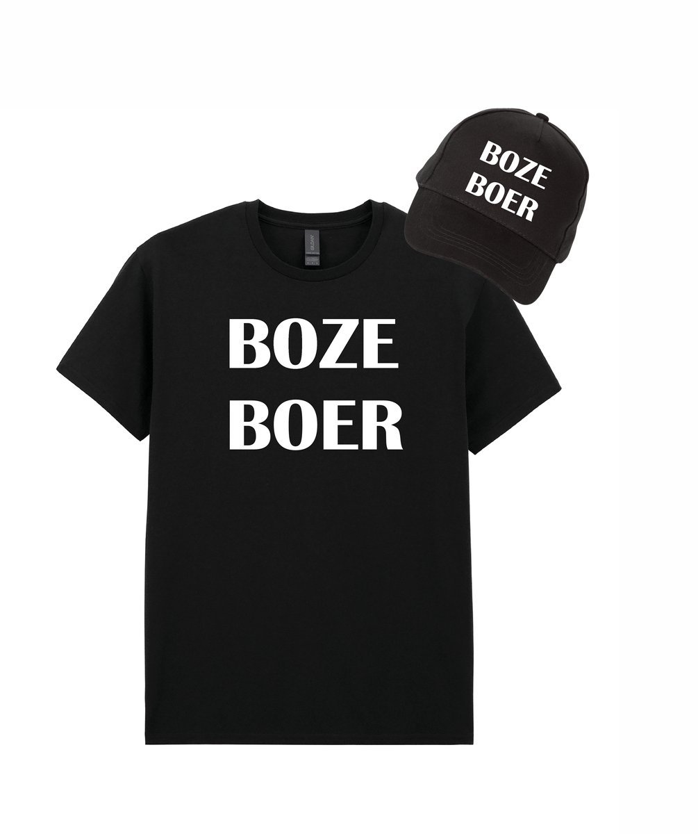 Mijncadeautje - Voordeel Cadeauset - T-shirt van 100% katoen en Pet van 100% dik geborsteld katoen - Boze Boer - T-shirt maat XXL