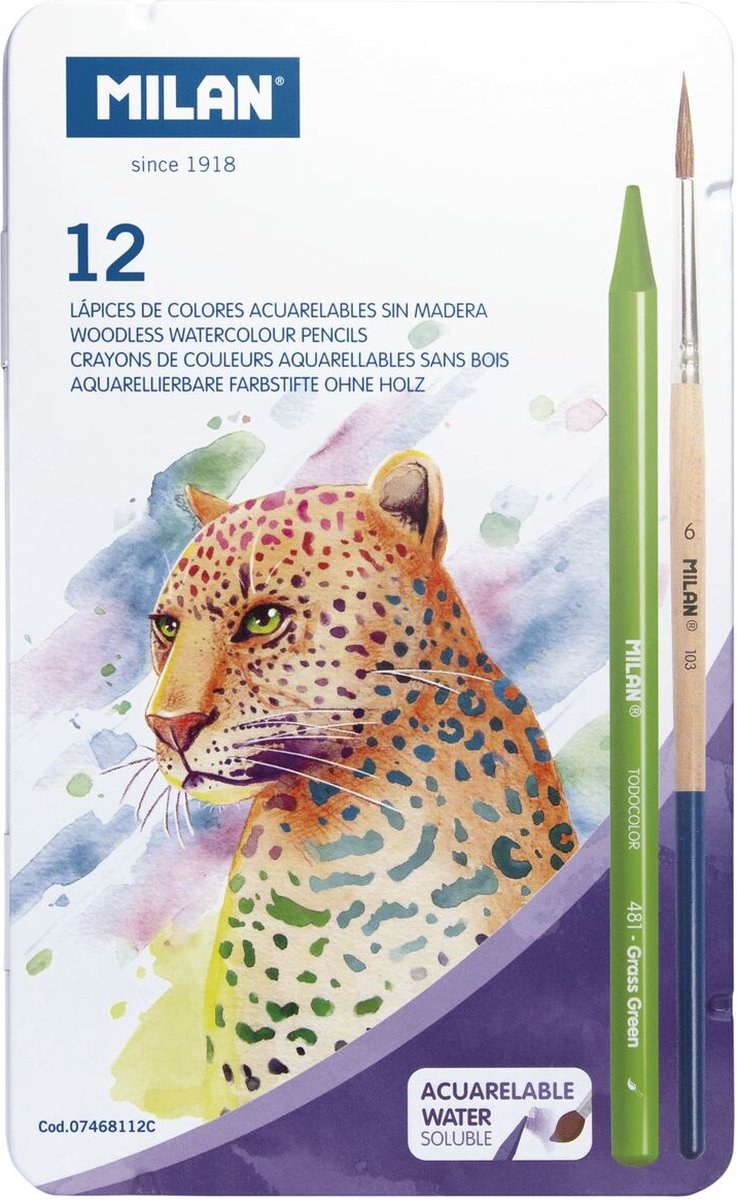 Aquarel Kleurpotloden Milan 12 Onderdelen Multicolour