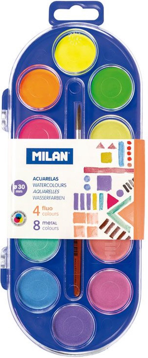 Milan 0531512 watergedragen verf Multi Kleurenpalet 12 stuk(s)