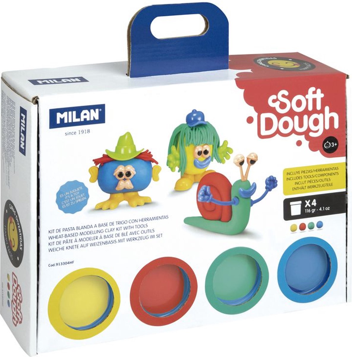 Milan 913304HF materiaal voor pottenbakken en boetseren Klei Blauw, Groen, Rood, Geel 1 stuk(s)