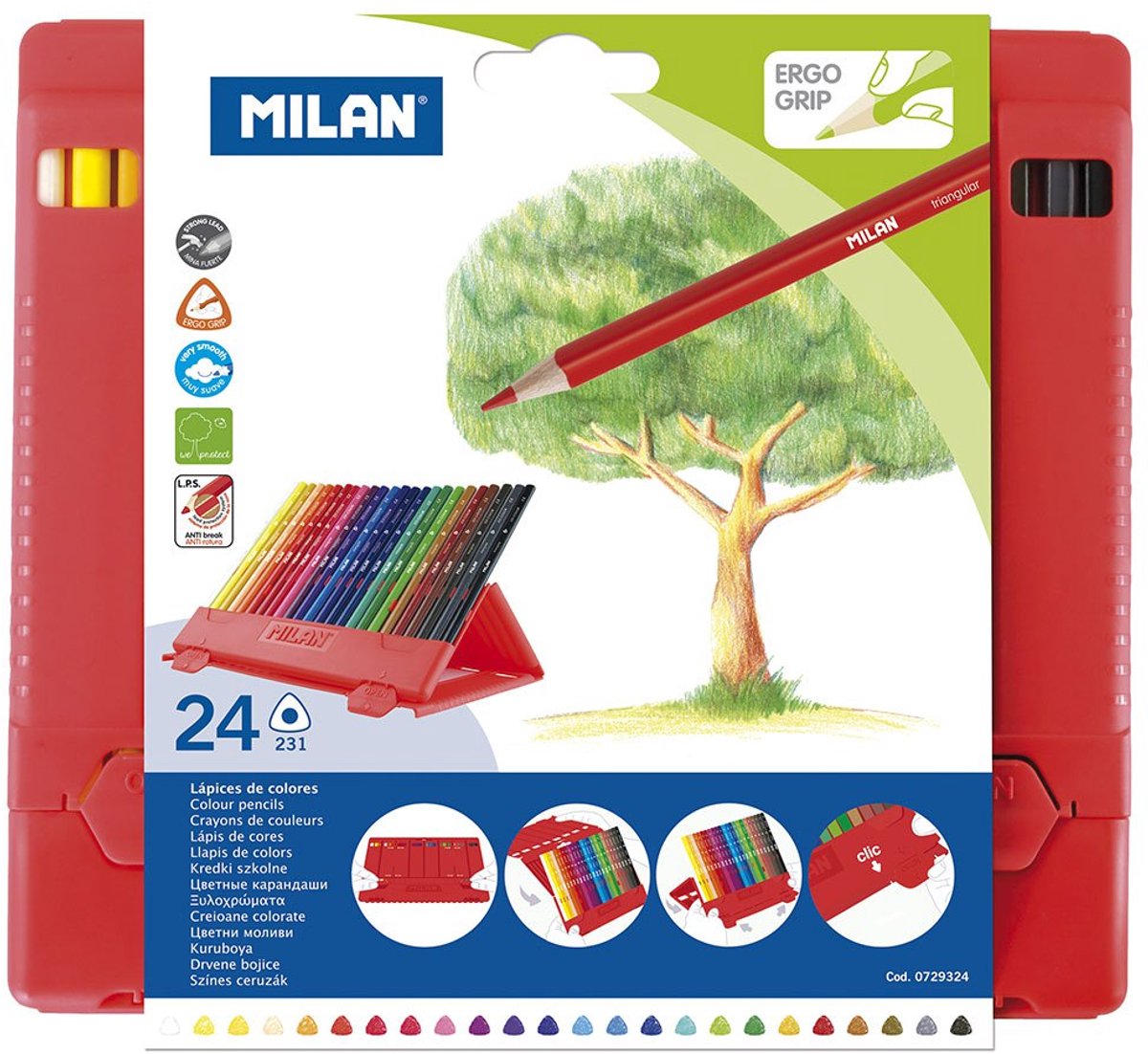 Milan Flexibox 24 Driehoekige Kleurpotloden Veelkleurig