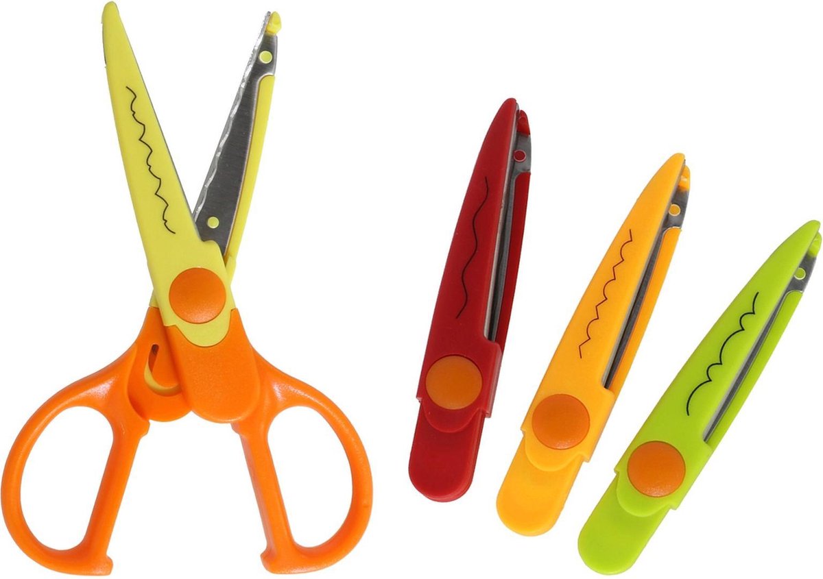 Milan Knutselschaar Zigzag Junior 16 Cm Staal Oranje 5-delig