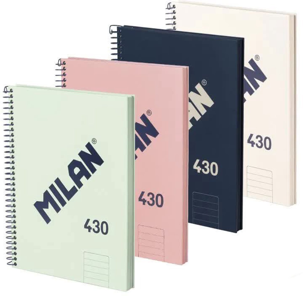 Milan Pakket Met 4 A5 Spiraal Notebooks Met Harde Kaft Gelinieerd Papier 80 Vellen Van 95 G/m² 430-collectie Sinds 1918 Transparant