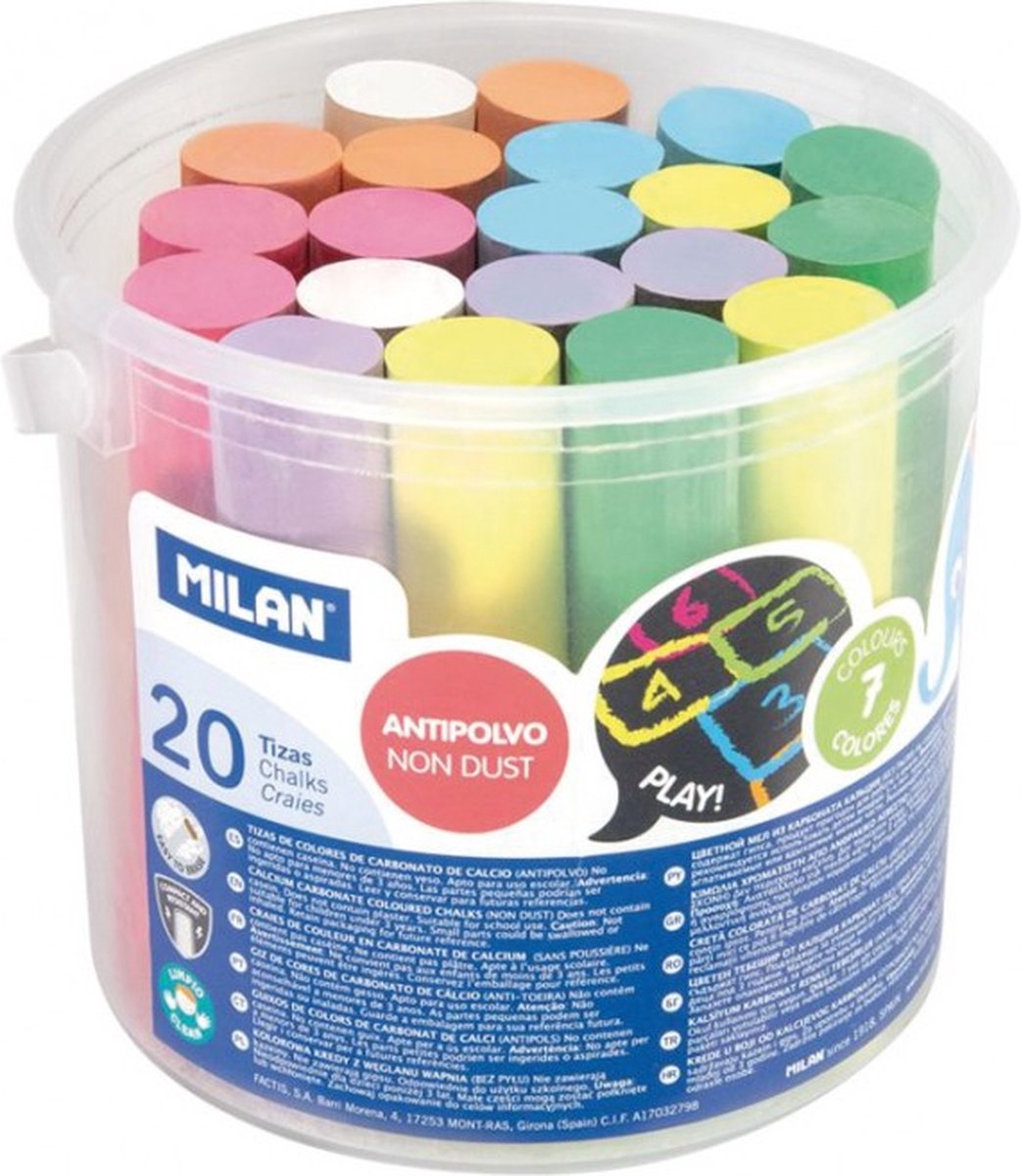 Stoepkrijt rond anti-stof assort. kleuren MAXI (20 st)