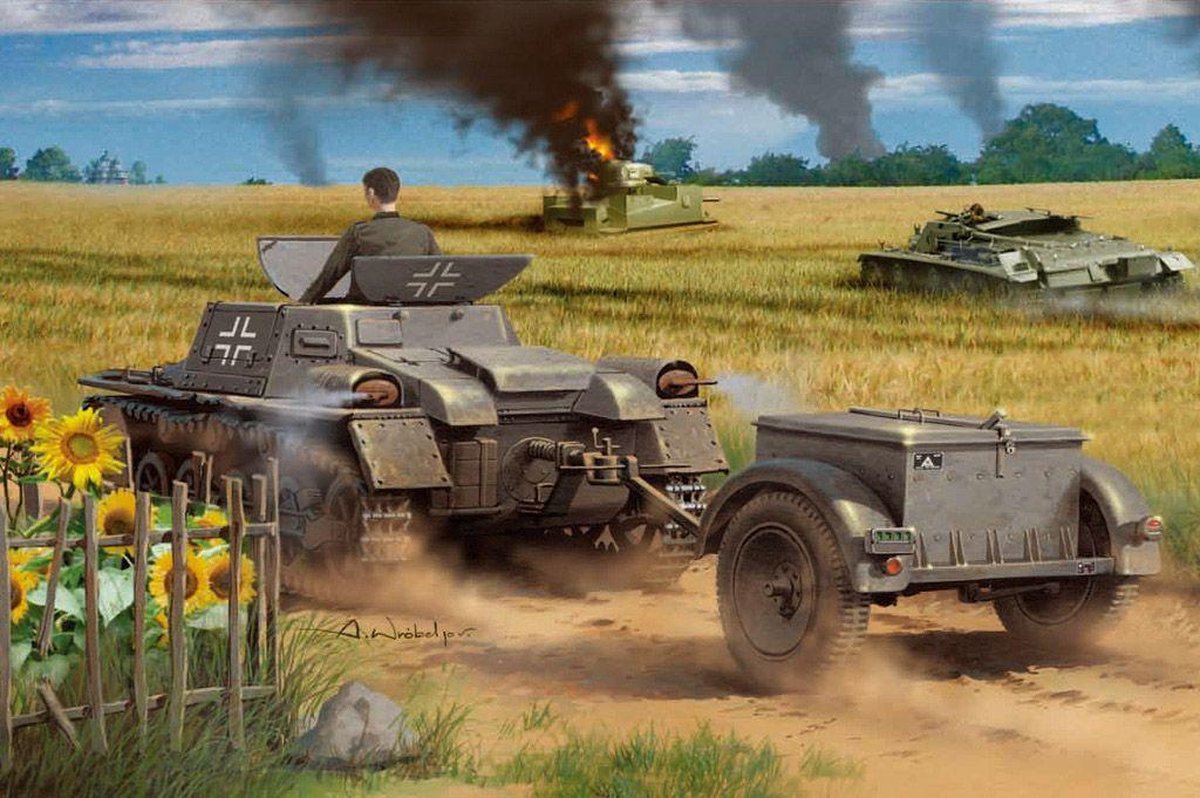Military PanzerKampfwagen I Ausf A with Ammo Trailer