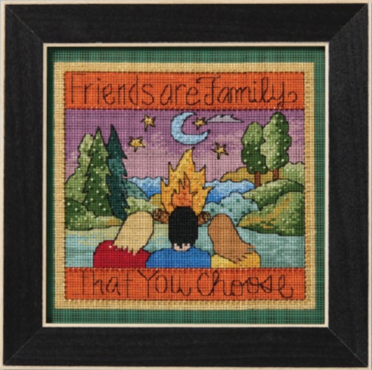 Borduurpakket - Sticks kit - Friends are Family - Mill Hill - op geperforeerd papier