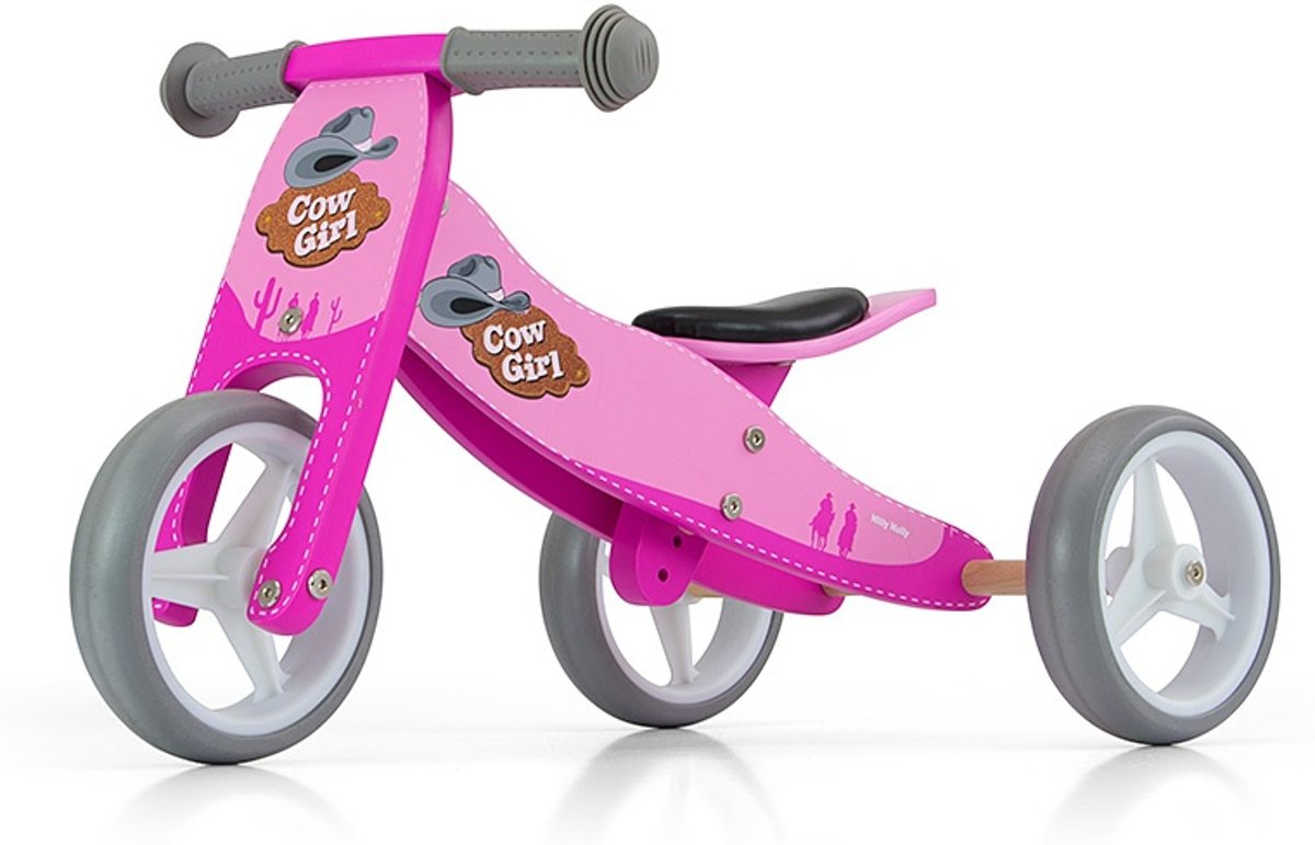 Milly Mally 2-in-1 Loopfiets Jake Cowgirl - Loopfiets - Meisjes - Roze