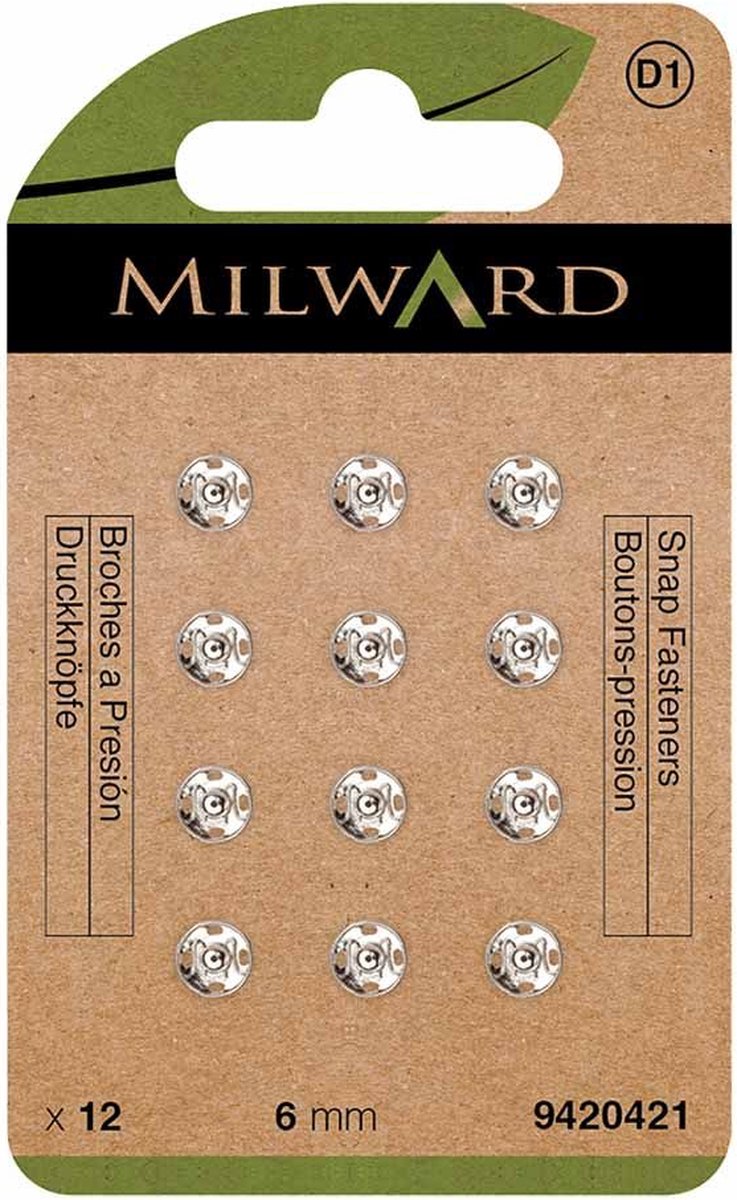 Milward Drukknopen - 6mm - nikkel - 1x12st.