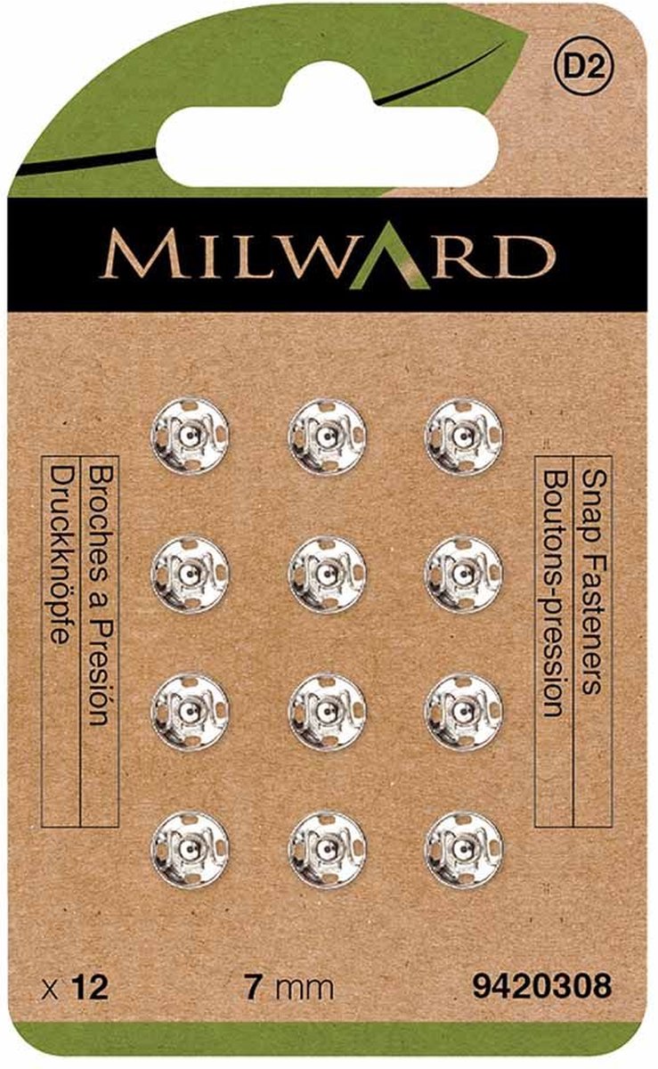 Milward Drukknopen - 7mm - nikkel - 1x12st.