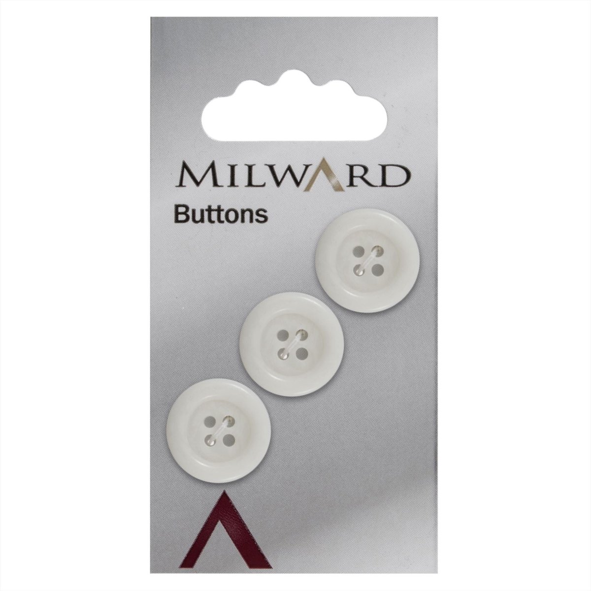 Milward Knoop met Opstaande Rand Wit 17mm (3 stuks)