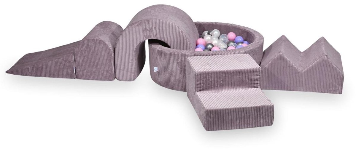 Foam speelset met rond ballenbad 90x30 Corduroy + 5 elementen