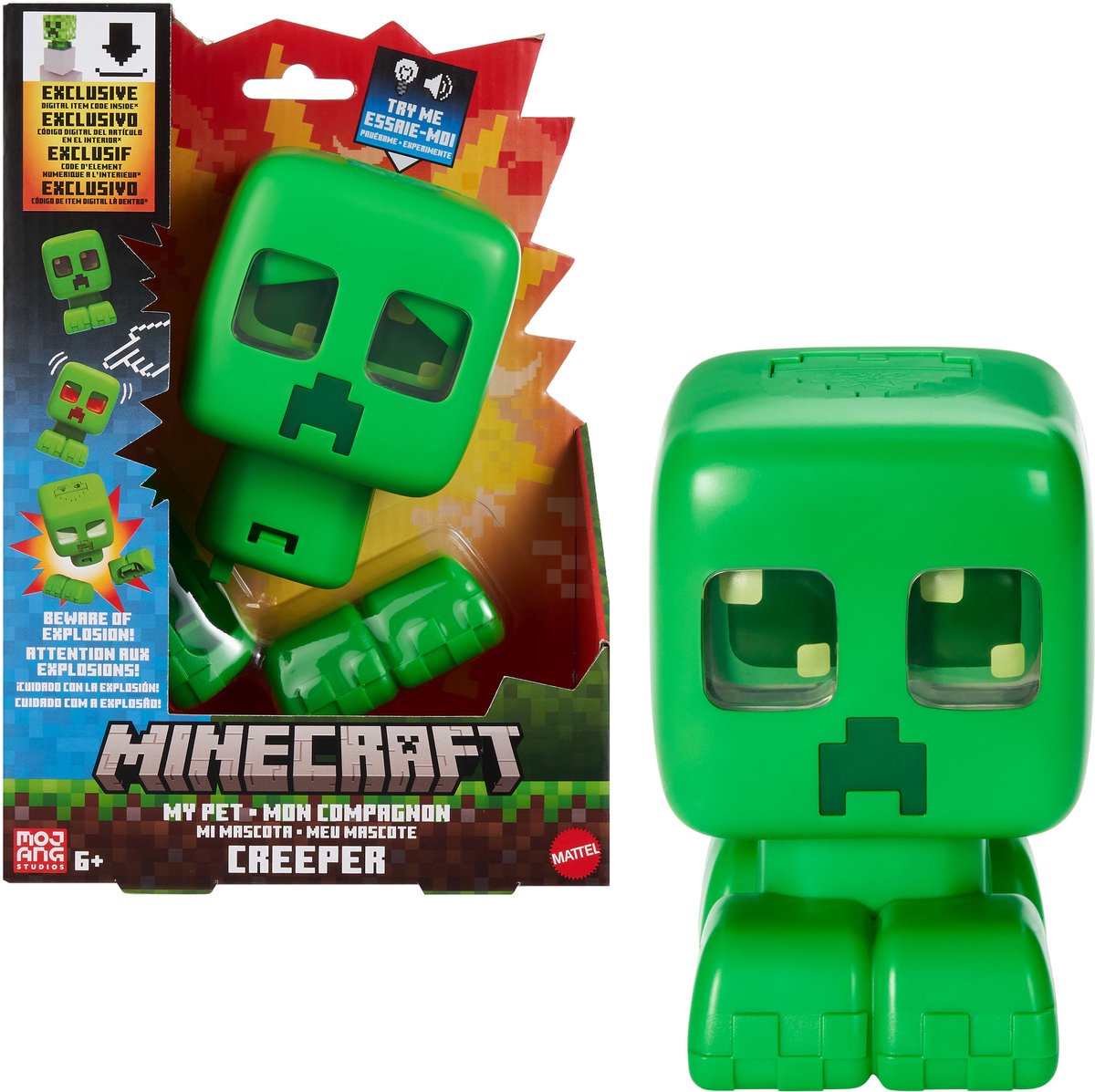 Minecraft Mijn Huisdier Creeper- interactief speelgoed, actiefiguur met licht, geluid en explosieve actie