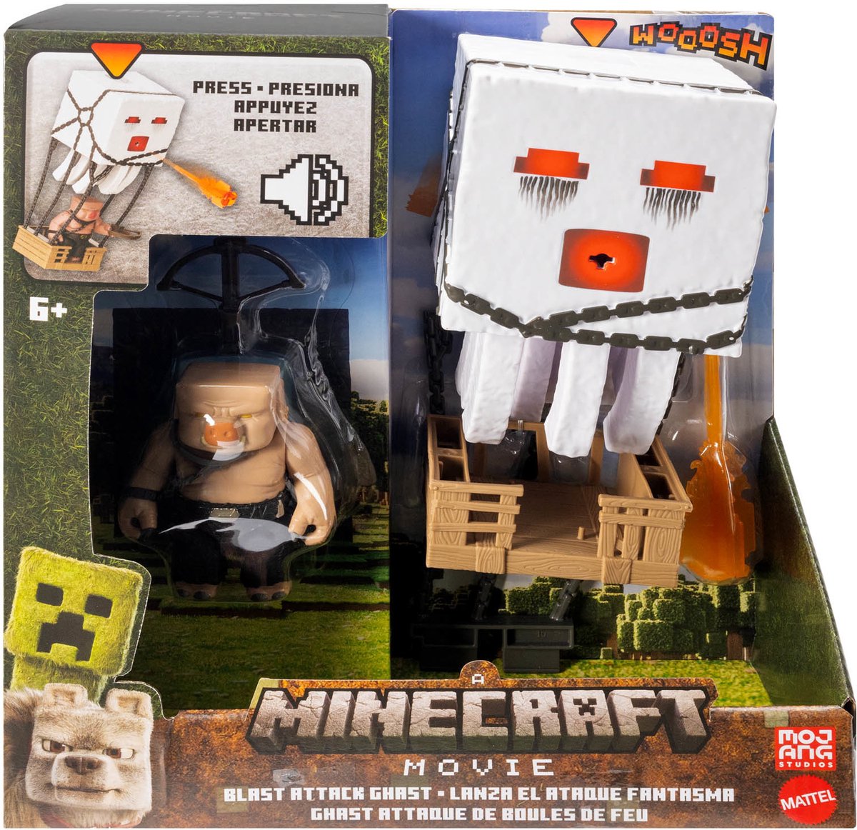 Minecraft Movie Blast Attack Ghast – 25 cm Actiefiguur met Licht, Geluid en Vuurprojectiel