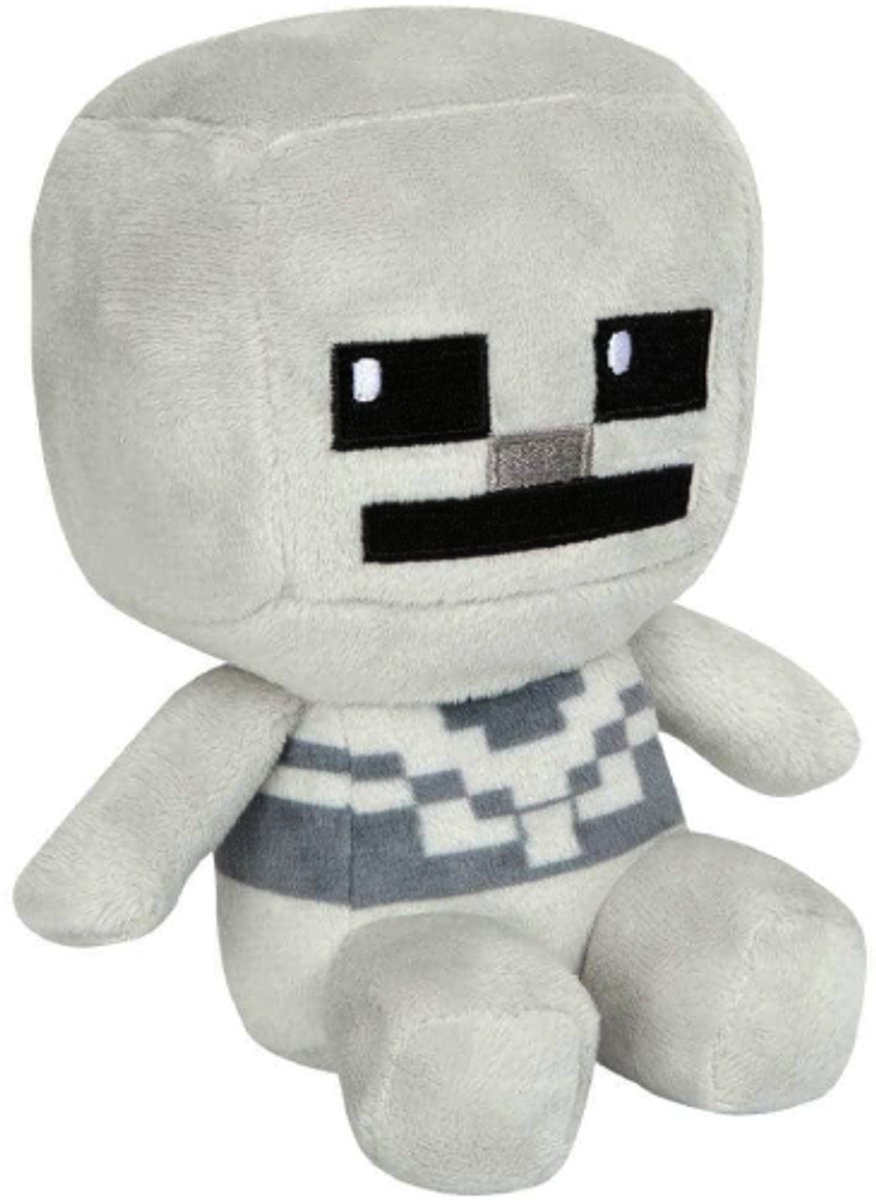 Skeleton Zittend Minecraft Pluche Knuffel 24 cm - A Minecraft Movie Plush - Speelgoed Film Knuffels voor Kinderen Jongens Meisjes - Steve Creeper Enderman Skeleton Zombie