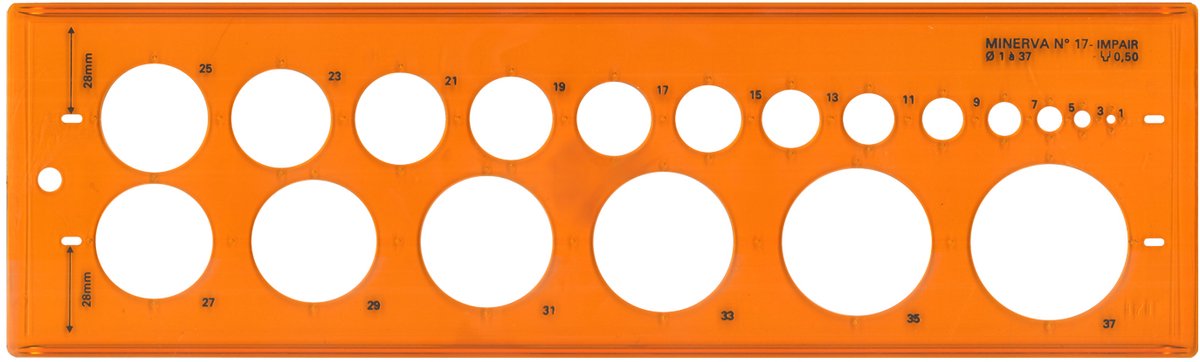MINERVA cirkelsjabloon 17, cirkels van 1 - 37 mm