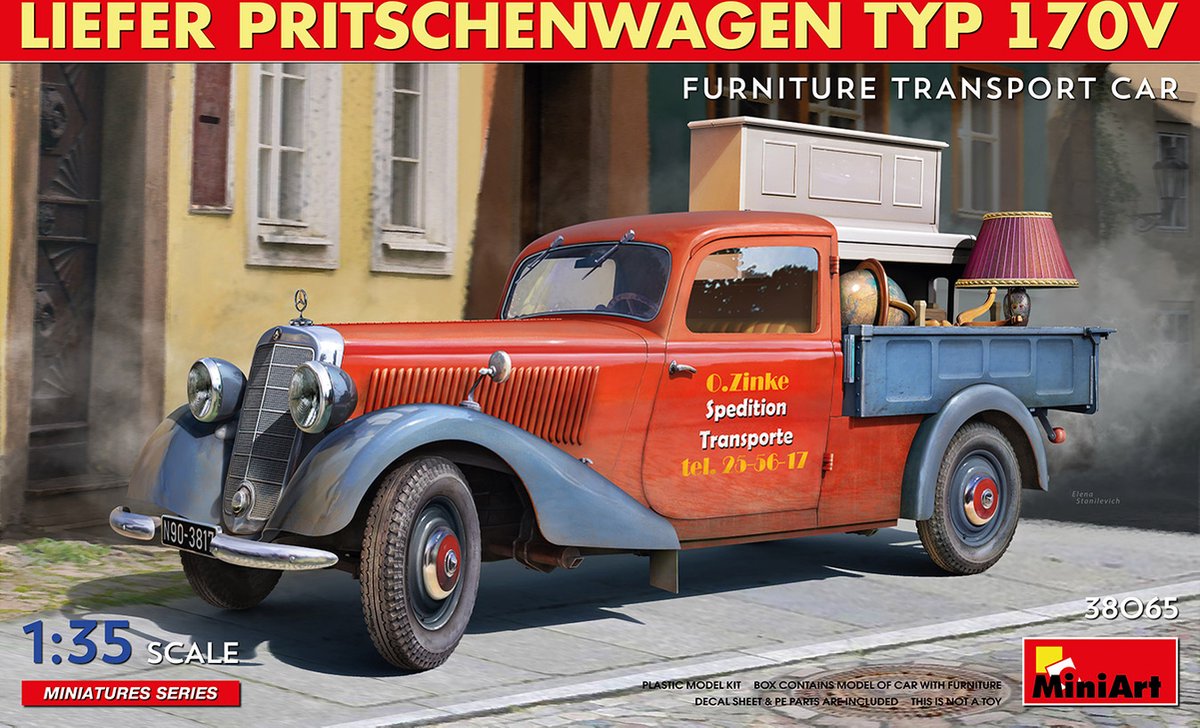 1:35 MiniArt 38065 Liefer Pritschenwagen Typ 170V - Furniture Transport Car Plastic kit