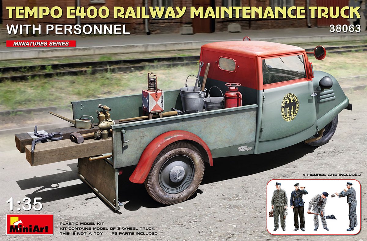MiniArt - 1/35 TEMPO E400 RAILWAY MAINTENANCE TRUCK W/PERSON - modelbouwsets, hobbybouwspeelgoed voor kinderen, modelverf en accessoires