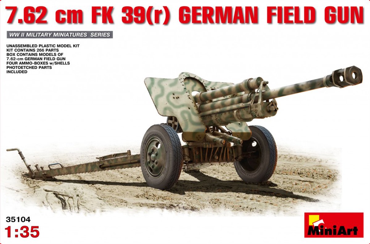 MiniArt Modelbouwpakket Militaire voertuigen - 35104 7.62cm FK 39(r) German Field Gun Plastic - 1:35 -