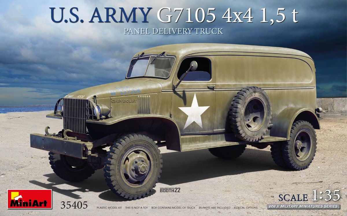 MiniArt Modelbouwpakket Militaire voertuigen - 35405 U.S. Army G7105 4x4 1,5 t Panel Delivery Truck Plastic - 1:35 -