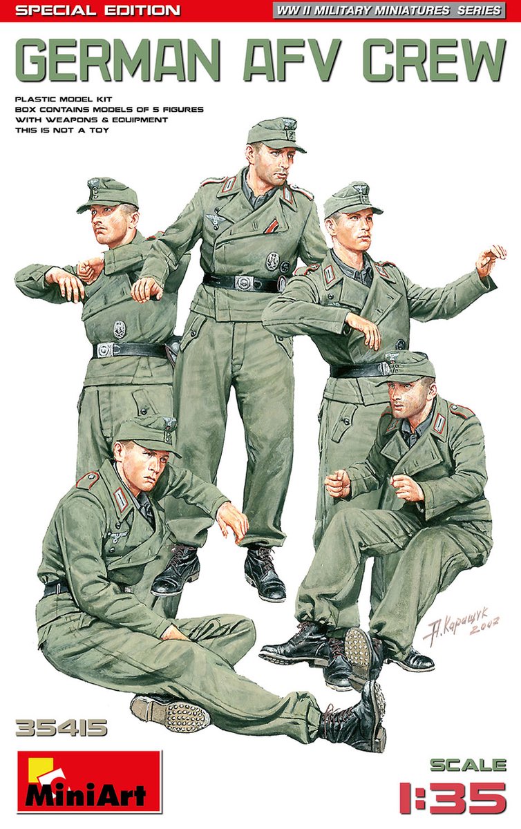 MiniArt Modelbouwpakket Militaire voertuigen - 35415 Duitse Soldaten WWII - AFV Crew - 5 Figuren Plastic - 1:35 -