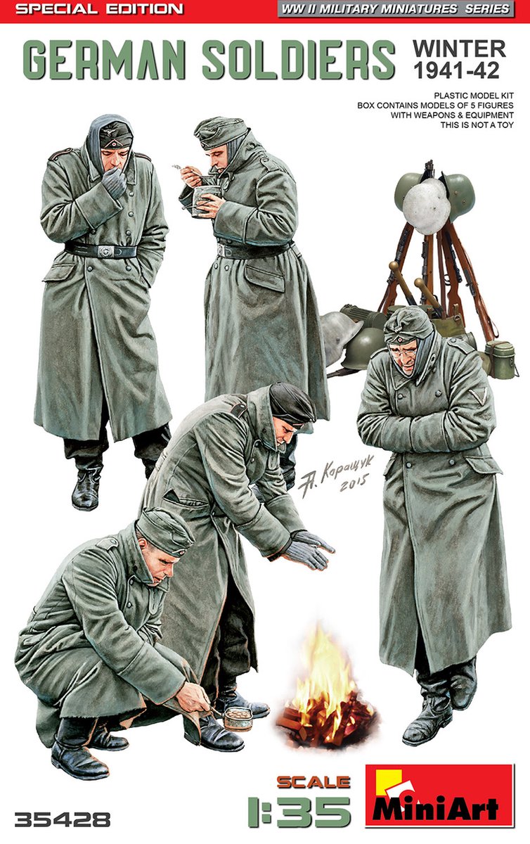 MiniArt Modelbouwpakket Militaire voertuigen - 35428 Duitse Soldaten WWII - Winter 1941-42 - Speciale Editie - 5 Figuren Plastic - 1:35 -