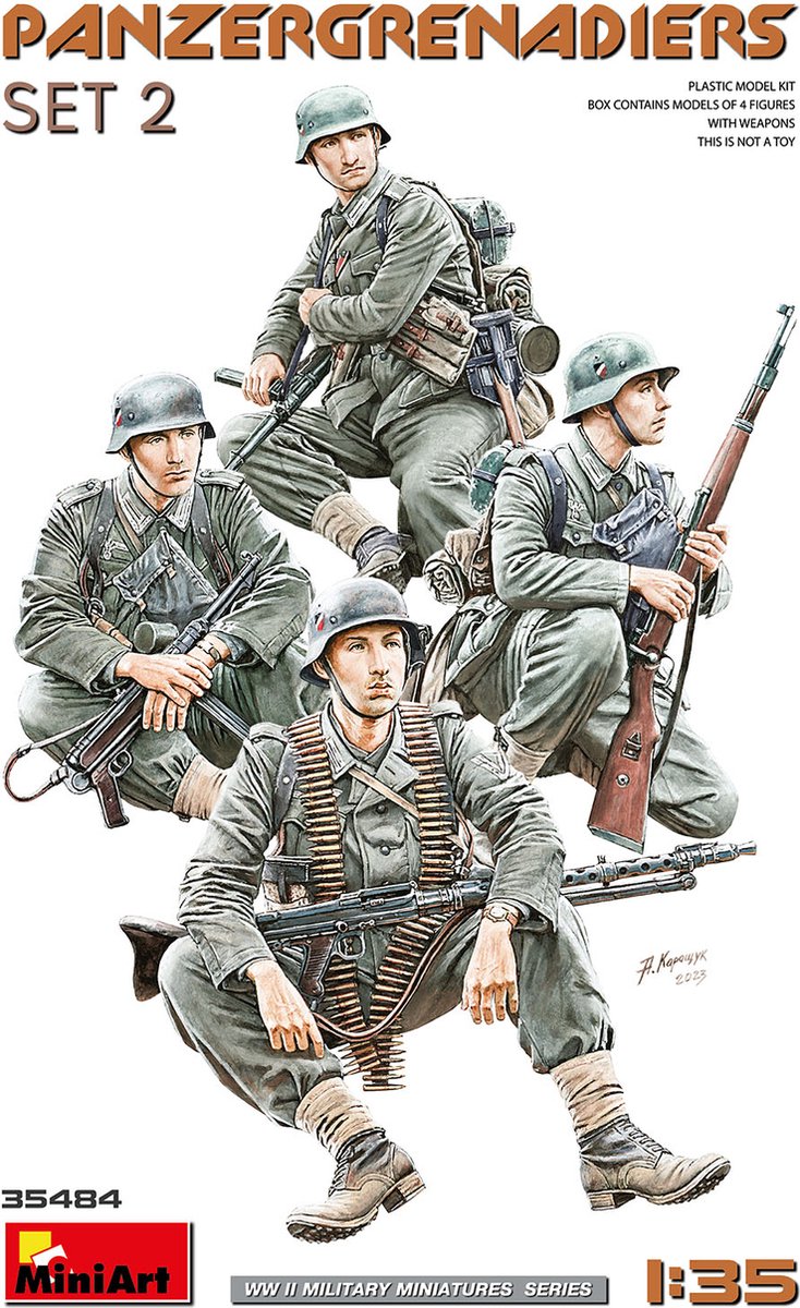 MiniArt Modelbouwpakket Militaire voertuigen - 35484 Duitse Soldaten WWII - Panzergrenadiers Set 2 - 4 Figuren Plastic - 1:35 -