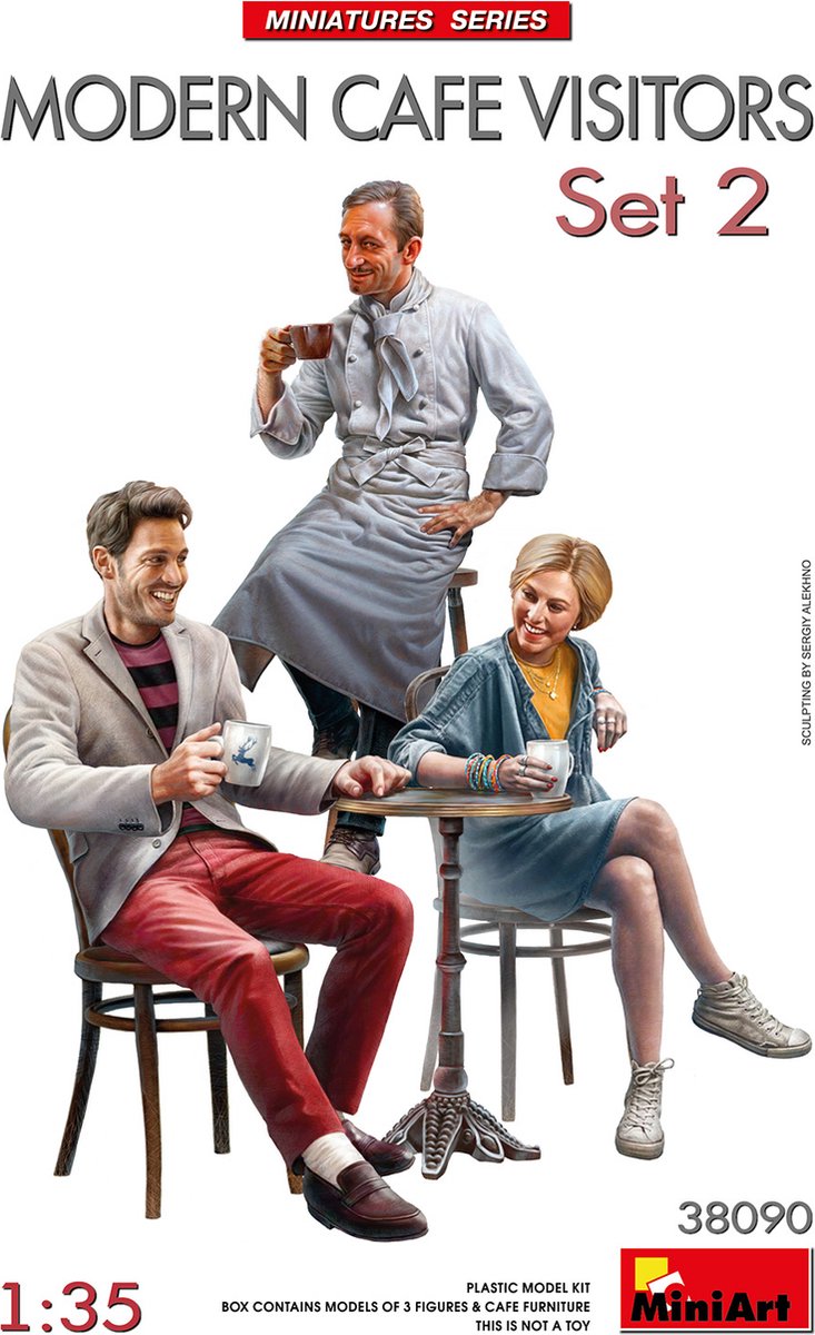 MiniArt Modelbouwpakket Militaire voertuigen - 38090 Moderne Cafébezoekers Set 2 - 3 Figuren Plastic - 1:35 -