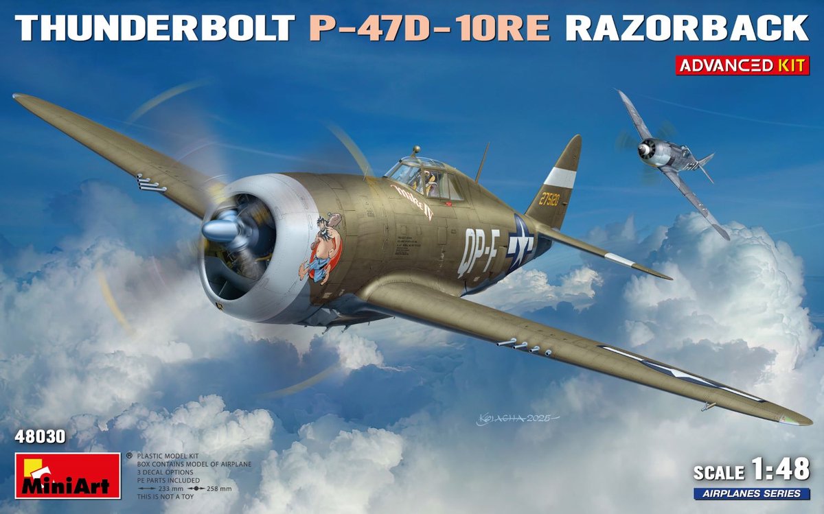 MiniArt Modelbouwpakket Vliegtuigen - 48030 Republic P-47D-10RE Thunderbolt Razorback - Advanced Kit - WWII Amerikaans Jachtvliegtuig Plastic - 1:48 -
